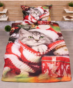 TP 3D povlečení 140x200 + 70x90 - Christmas Kitty