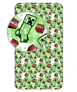 Jerry Fabrics Dětské bavlněné prostěradlo Minecraft Metro Art Creeper