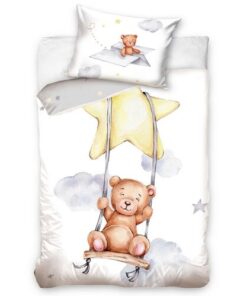 BedTex Dětské bavlněné povlečení do postýlky Medvídek Houpačka na Hvězdě
