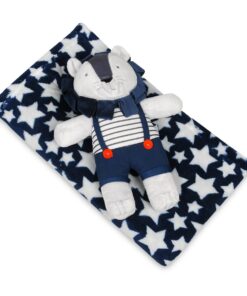 Babymatex Dětská deka David modrá s hvězdami s plyšákem lev