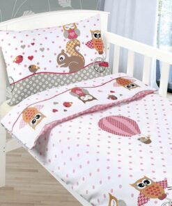 Bellatex Dětské bavlněné povlečení do postýlky Beáta Sovička růžová