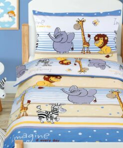 Bellatex Dětské bavlněné povlečení do postýlky Beáta Safari modrá